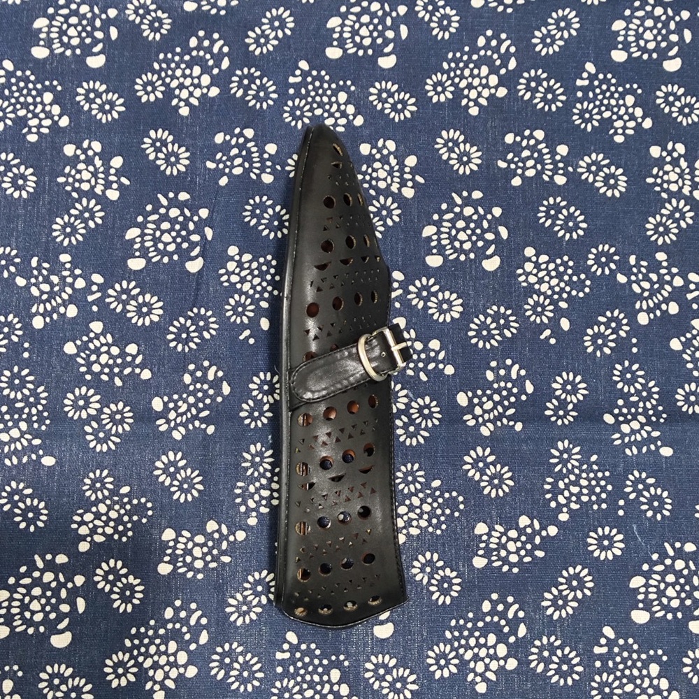 Alaia Black Perforated Leather Mary Jane Flats with Buckle - Picture 6 of 9